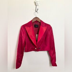 Rachel Comey crimson red pink short pin blazer wool sateen size 00 new